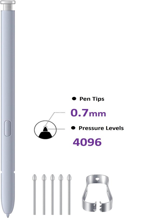 SLQ قلم بديل لجهاز سامسونج جالاكسي إس 25 ألترا، قلم فضي فاتح بديل لجهاز إس 25 ألترا مع 5 رؤوس/أطراف (أزرق) - Image 3